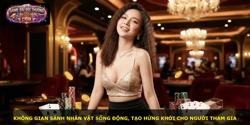 Không gian sảnh nhân vật sống động, tạo hứng khởi cho người tham gia
